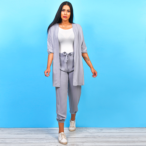  ست مانتو شلوار مدل SHERLY طوسي 