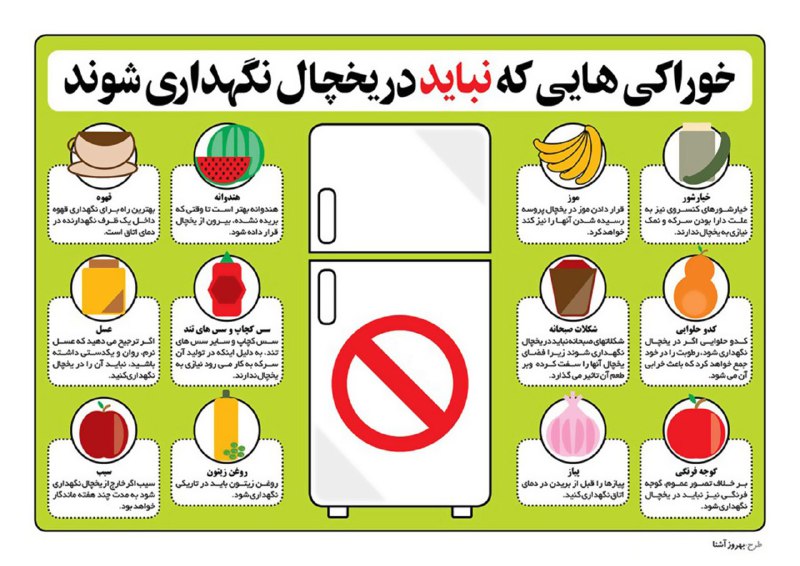 خوراکی هائیکه نباید دریخچال نگهداری شود