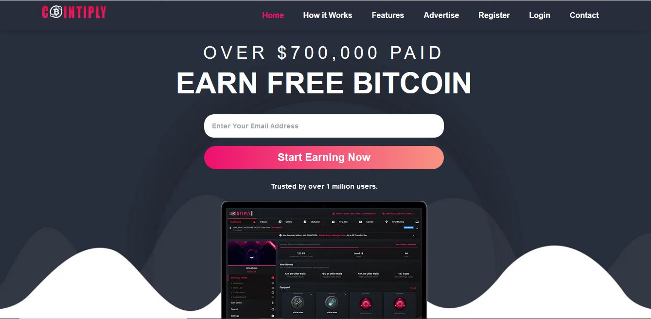 کسب بیتکوین با مشاهده تبلیغ در سایت cointiply