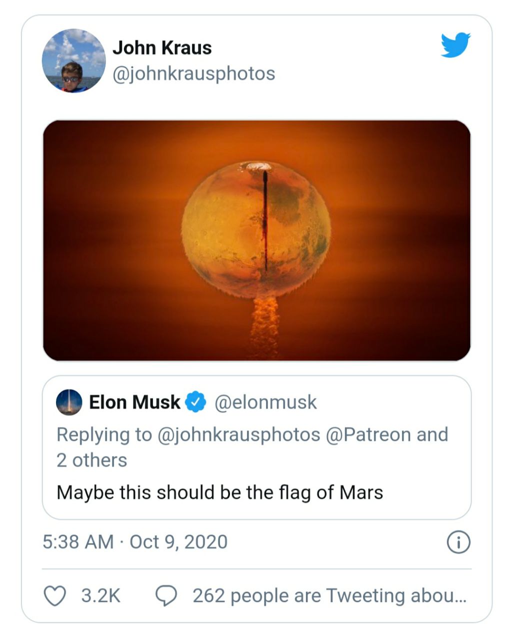 پیشنهاد توییتری ایلان ماسک برای پرچم مریخ